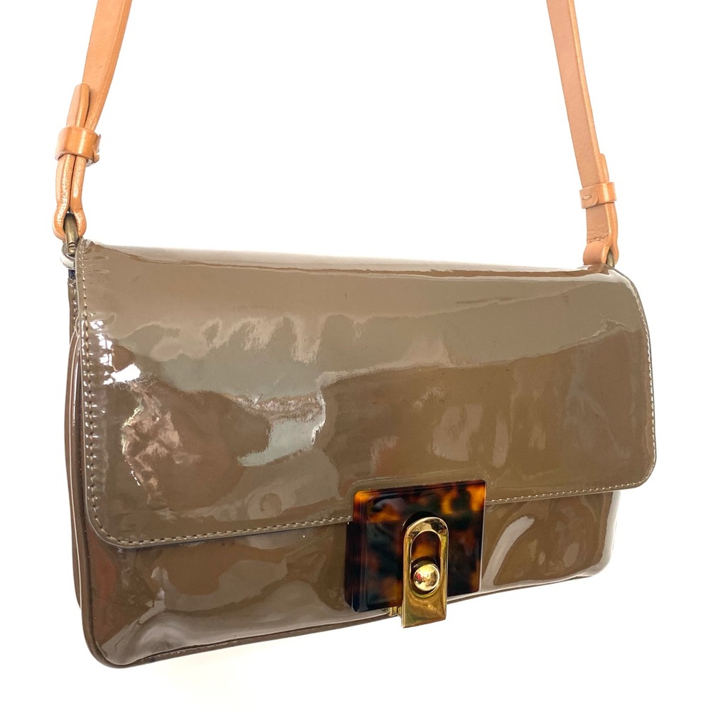 Lanvin Brown Patent Leather crossbody sweet Dora mm flap bag